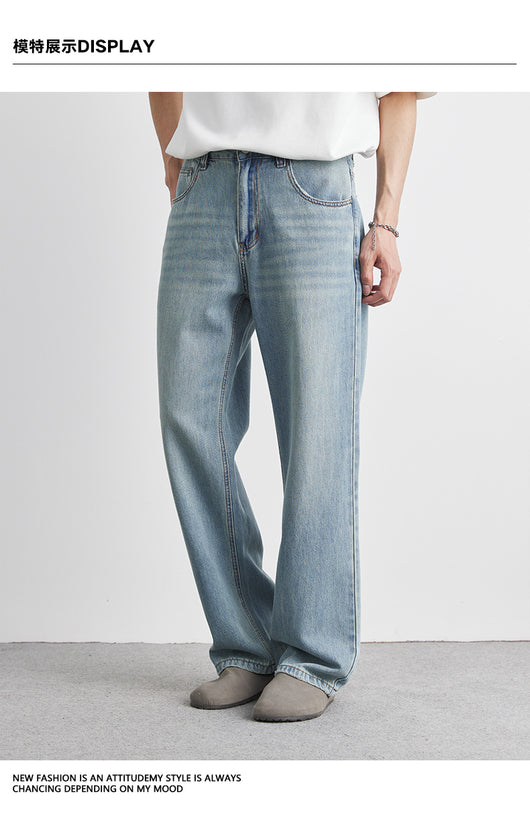 Jeans Rectos Rotos para Hombre en Lavado Claro - Image 12