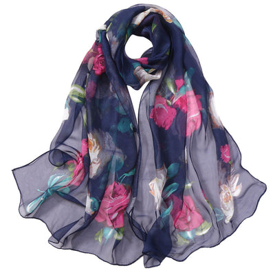 Pañuelo de Seda con Protección Solar y Estampado de Rosas - Image 13