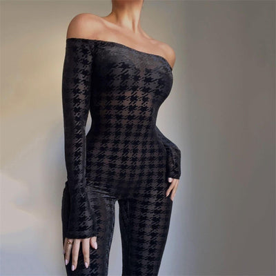 Jumpsuit Ajustado Asimétrico con Rayas y Hombro Descubierto - Image 11