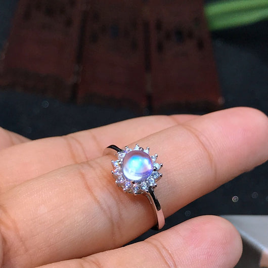 Anillo de Hada de Plata 925 con Piedra de Luna Azul Natural - Image 3