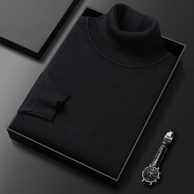 Suéter Cuello Alto Slim Fit para Hombre - Pullover Básico de Color Sólido - Image 11