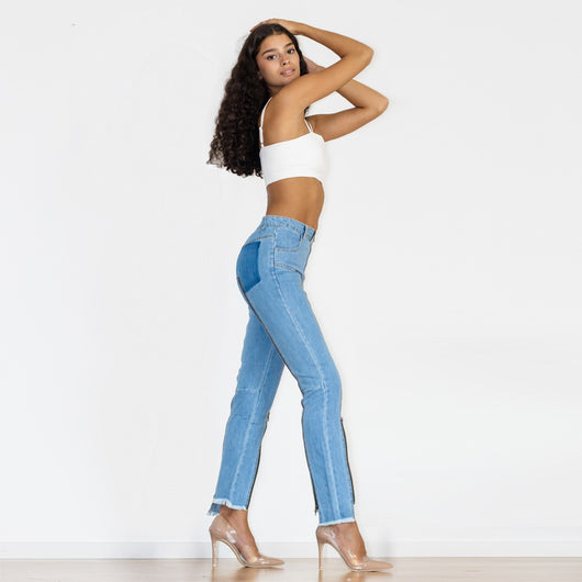 Jeans Skinny Azul Claro con Diseño de Cremallera y Corte Irregular - Image 12