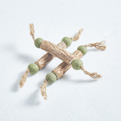 Mutian Liao stick catnip toy shaped like a dumbbell, with three wooden sticks and six green catnip balls. - Image 4