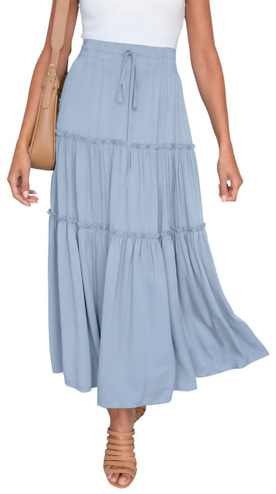 Vestido Maxi Plisado de Cintura Alta Elástica para Mujer - Image 11