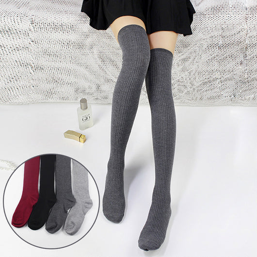 Calcetines Hasta la Rodilla con Rayas Verticales y Efecto Fruncido