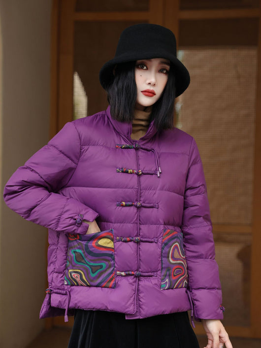 Chaqueta Acolchada Retro Estilo Chino con Cuello Alto para Mujer - Image 6