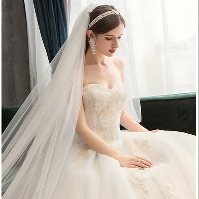 Vestido de Novia Manga Larga Bosque Encantado Lujo Cielo Estrellado con Cola - Image 3
