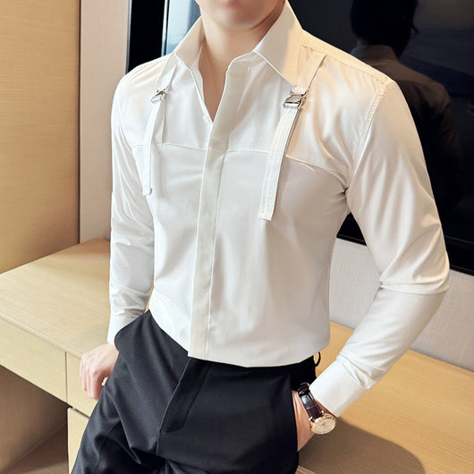 Camisa Minimalista de Manga Larga para Hombre - Estilo Versátil y Moderno - Image 2