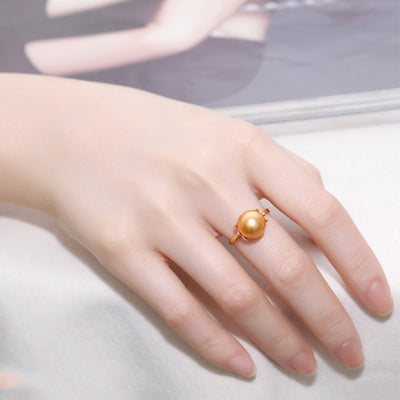Anillo de Plata 925 con Perla Dorada del Océano Hainan Hope - Image 10
