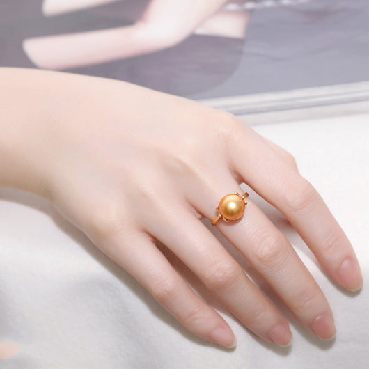 Anillo de Plata 925 con Perla Dorada del Océano Hainan Hope - Image 10