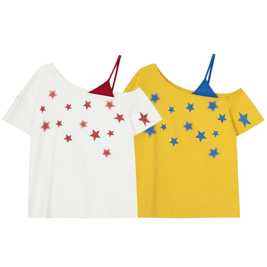 Playera Estrellas con Hombro Descubierto para Mujer - Image 3