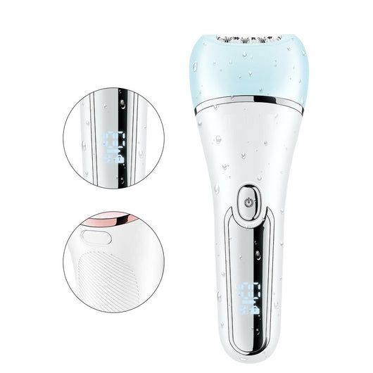 Six-in-one women's electric hair removal device suit in white and rose gold with multiple interchangeable heads. - Image 5