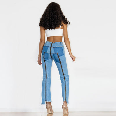 Jeans Skinny Azul Claro con Diseño de Cremallera y Corte Irregular - Image 8