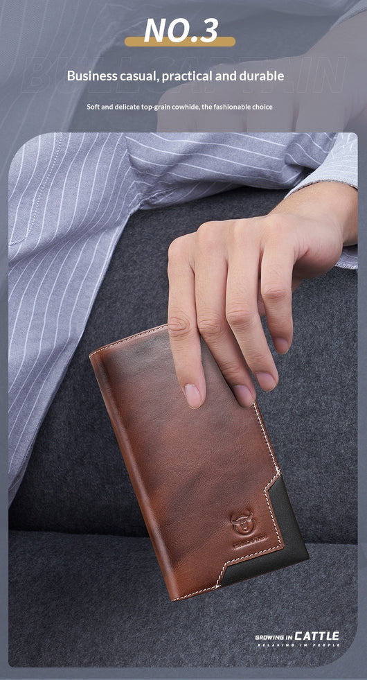 Billetera Bifold de Cuero Engrasado Premium para Hombre - Capacidad Grande - Image 18