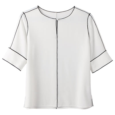 Blusa Clásica de Cuello Redondo y Manga Corta para Mujer - Image 5