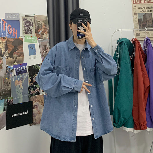 Camisa Vaquera Azul Clásica Corte Relajado para Hombre - Image 8
