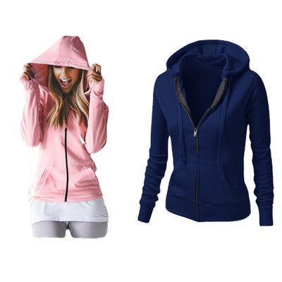 Sudadera Hoodie Larga Mujer - Abrigo Casual de Color Liso - Image 10