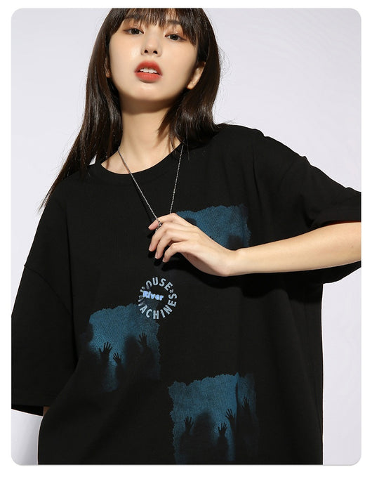 Playera Estampada Suelta para Parejas - Estilo Urbano - Image 9