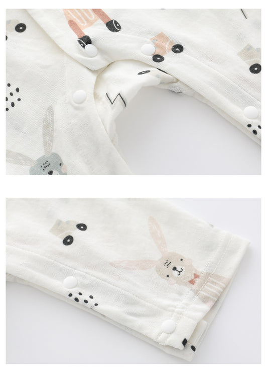 Mameluco de Fibra de Bambú Suave para Bebé - Estampado Floral y Animal Unisex - Image 10