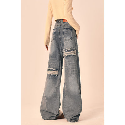 Pantalones Vaqueros Rotos Oversized de Pierna Recta Ancha para Mujer - Image 5