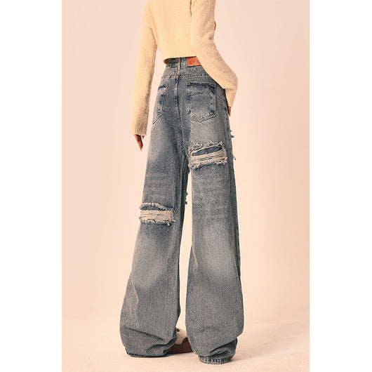Pantalones Vaqueros Rotos Oversized de Pierna Recta Ancha para Mujer - Image 5