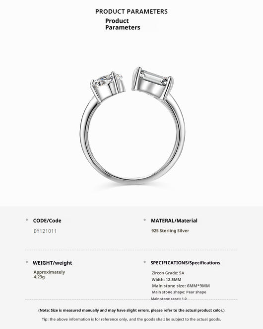 Anillo de Plata 925 para Mujer con Circonia Cúbica en Forma de Corazón y Pera - Image 6
