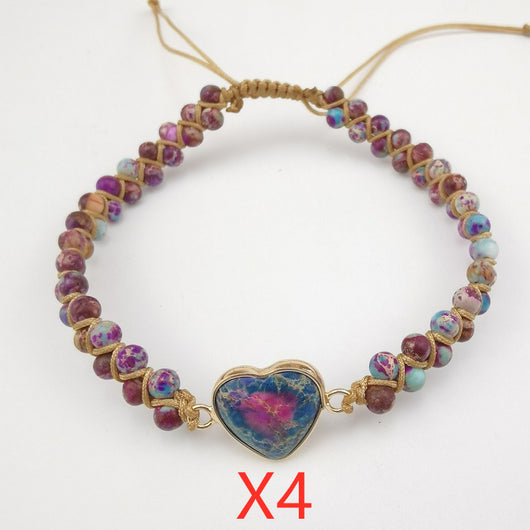 Pulsera de Piedra Emperador Rojo con Corazón de Durazno - Brazalete Trenzado de Amor - Image 7