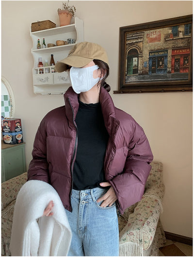 Chaqueta Acolchada Corta con Cuello Alto Estilo Americano para Mujer - Image 11