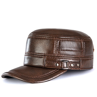Gorra Plana de Cuero para Hombre con Protección Térmica - Image 3
