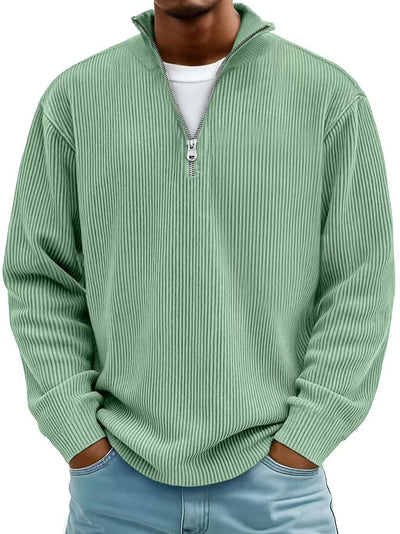 Suéter Tipo Polo con Cuello Alzado y Cierre de Cremallera - Pana Cálida para Hombre - Image 23