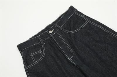 Pantalones Vaqueros Rectos con Parches de Contraste para Hombre - Image 8