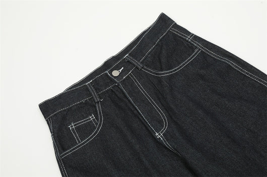 Pantalones Vaqueros Rectos con Parches de Contraste para Hombre - Image 8