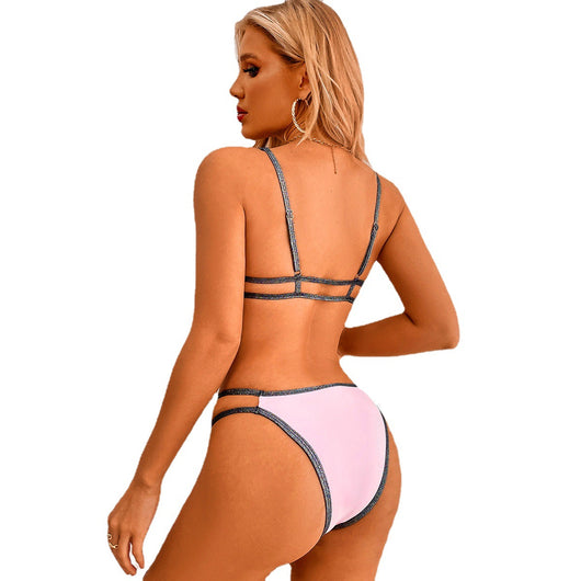Bikini Sexy de Cintura Alta y Color Sólido Estilo Europeo y Americano - Image 2