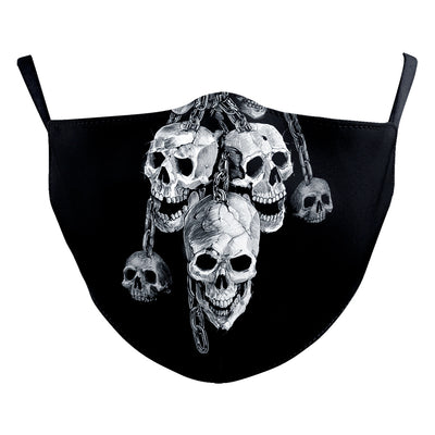 Black ear hook dust mask with white spiderweb pattern and small red spiders, perfect for Halloween. - Image 30