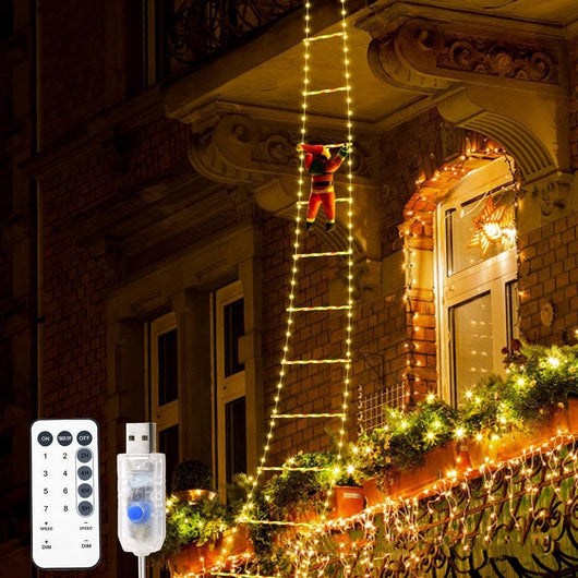 Luces Navideñas Solares con Diseño de Papá Noel y Escalera - Image 3