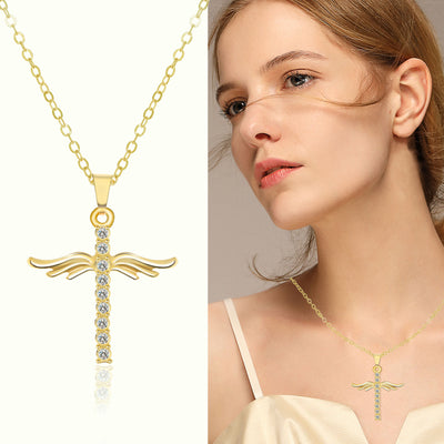 Collar Colgante Alas de Ángel con Cruz para Mujer - Acero Inoxidable - Image 13