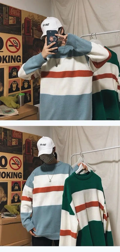 Suéter Holgado Estilo Hong Kong para Hombre - Diseño Coreano Moderno - Image 19