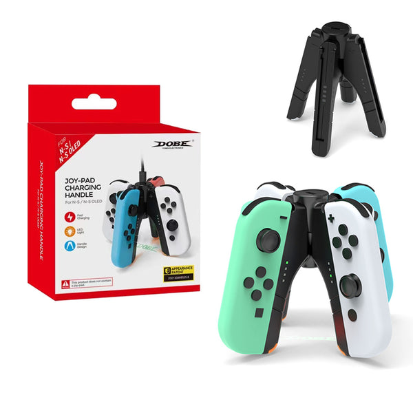 Cargador Múltiple 4 en 1 para Controles Nintendo Switch - Base de Carga Rápida