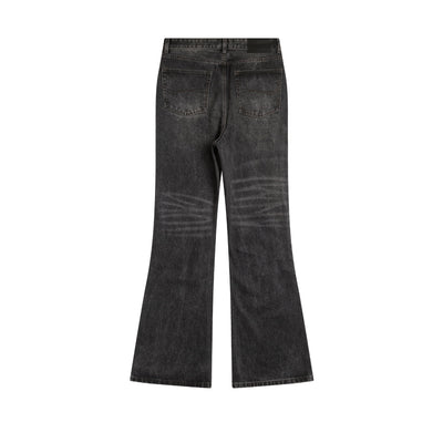 Jeans Negros Delavados Acampanados para Hombre - Image 9