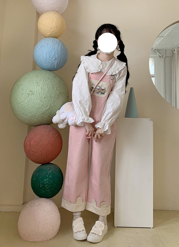 Overol Holgado Kawaii Primavera Verano con Moños - Estilo Soft Girl Japonés