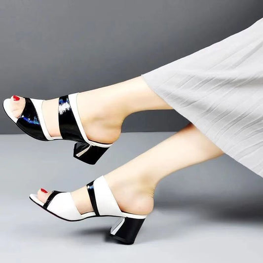 Pantuflas Estilo Vaquero de Cuero para Mujer
