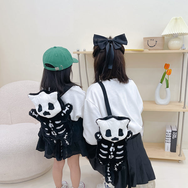 Mochila Infantil Peluche Negra con Diseño Adorable