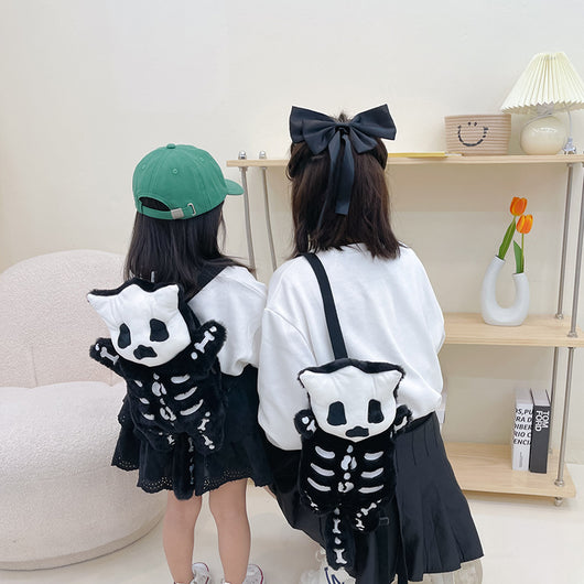 Mochila Infantil Peluche Negra con Diseño Adorable