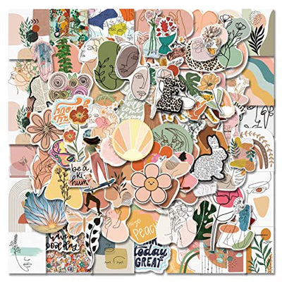 200 assorted waterproof PVC stickers featuring diverse designs like sunflowers, butterflies, rainbows, travel scenes, and positive quotes. - Image 19