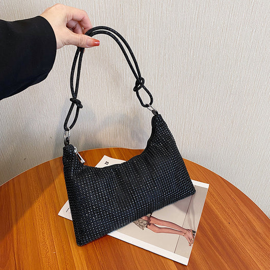 Bolso de Hombro Brillante con Strass y Detalle Anudado - Image 3
