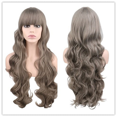 Peluca Cosplay Sirena Anime Rojo Oscuro Cabello Largo Ondulado - Image 19