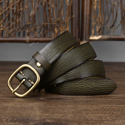 Cinturón de Cuero Genuino con Hebilla Vintage de Cobre Artesanal - Image 11