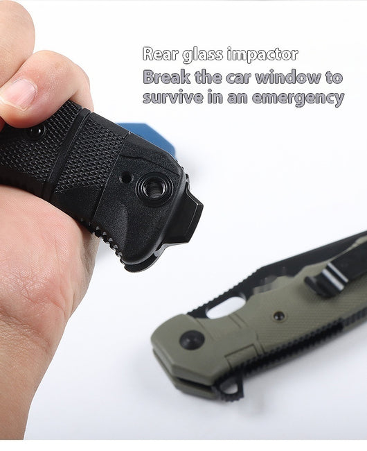 Cuchillo Plegable de Supervivencia Outdoor - Acero Inoxidable con Funda de Nylon - Image 13