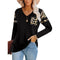 Blusa Estampado Leopardo con Cuello V y Mangas Largas