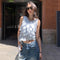 Blusa Sin Mangas con Volantes Irregulares para Mujer